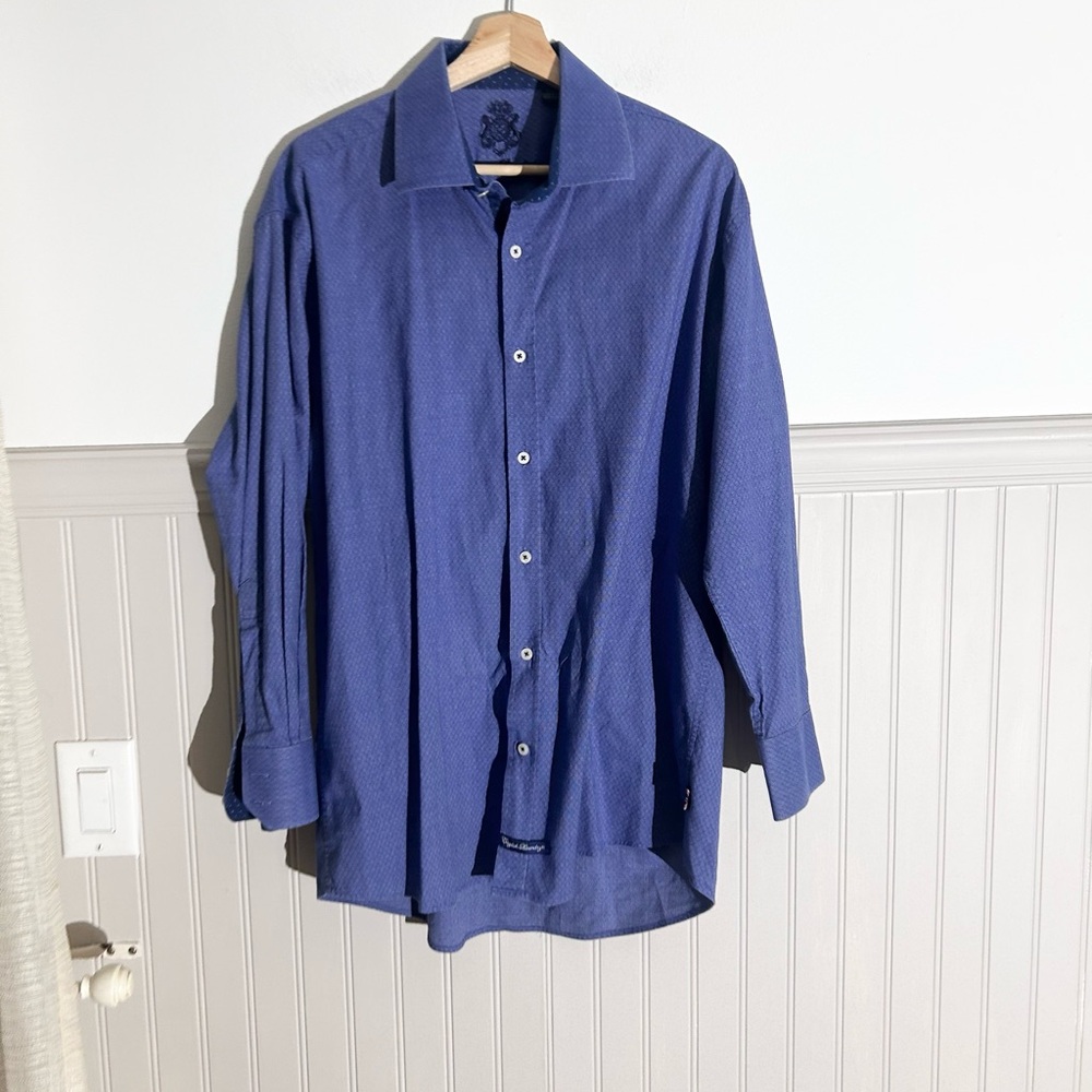 English Laundry Men’s 17 32/33 Blue Button Down Dress Shirt Slim Fit